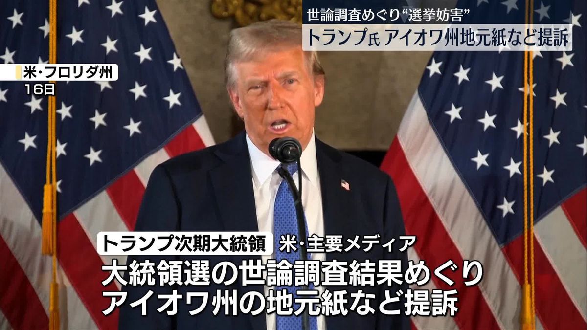 トランプ氏「選挙妨害」アイオワ州の地元紙など提訴　“劣勢”の世論調査結果めぐり