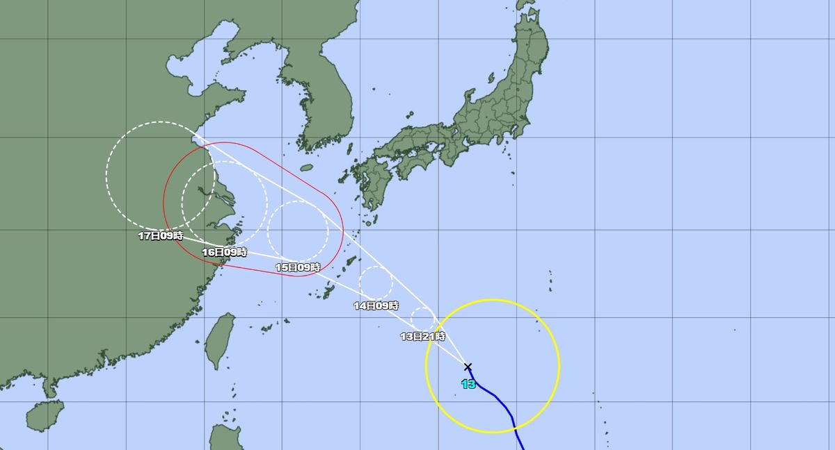 【台風13号】14日夕方頃に強い勢力で奄美地方に最も接近か　県内は前線や台風の湿った空気の影響で三連休はくもりや雨の予想　《新潟》