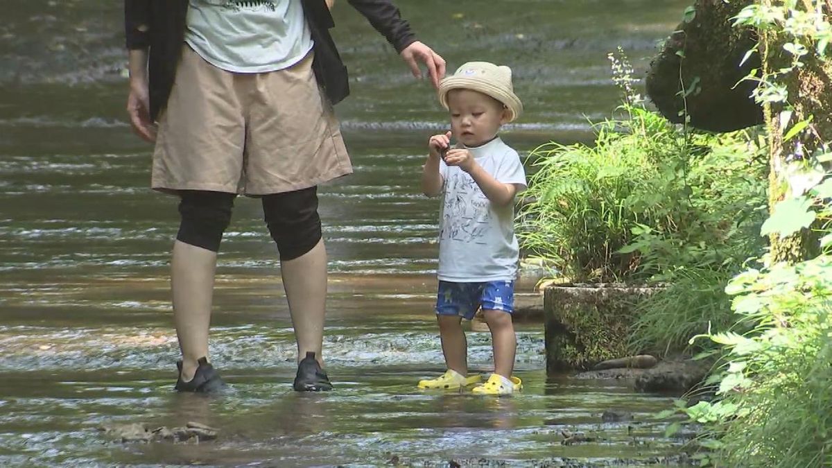 清流の中で沢歩き　毎年4万人が訪れる人気の涼スポット「岳切渓谷」　大分県宇佐市