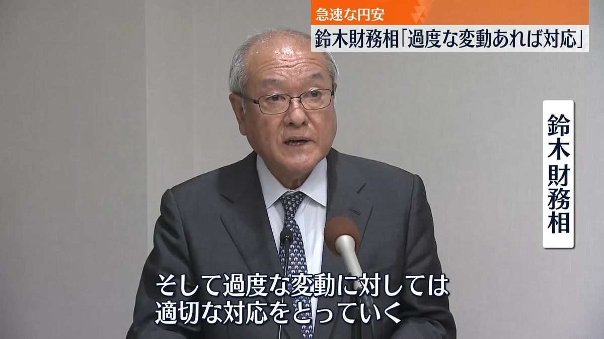 急速な円安　鈴木財務相「過度な変動あれば対応」