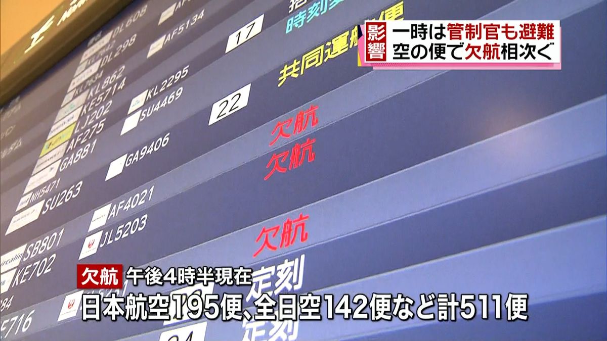 台風空の便へ影響拡大　計５１１便が欠航