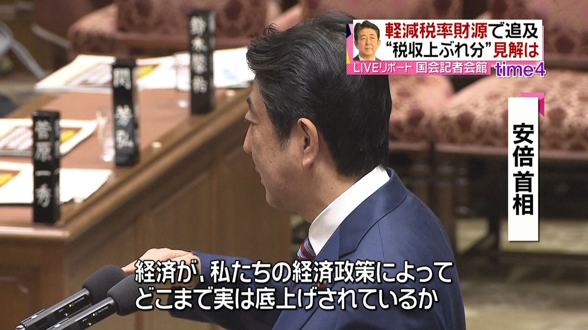 “税収上ぶれ分”首相、経済底上げと見解も