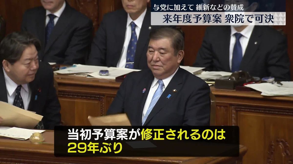 来年度予算案、衆院で可決　当初予算案の修正は29年ぶり