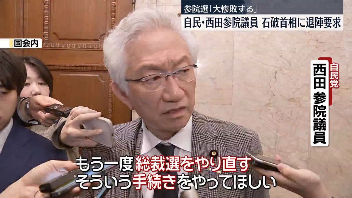 自民・西田参院議員、夏の参院選で「大惨敗する」石破首相に退陣要求