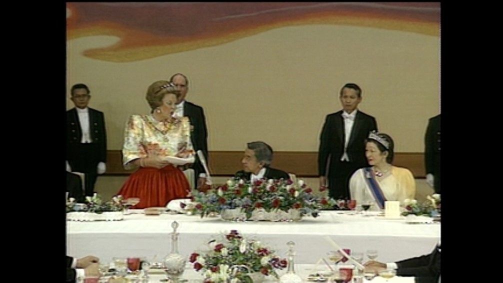 宮中晩餐会でスピーチするオランダのベアトリクス女王（１９９１年１０月２２日）