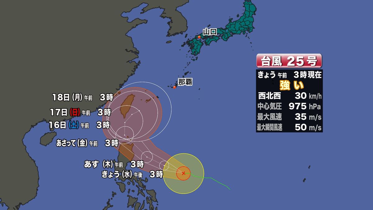 台風25号予想進路