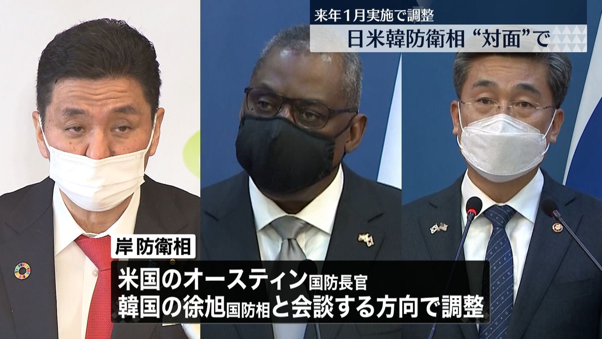 日米韓防衛相会談　来年１月開催方向で調整