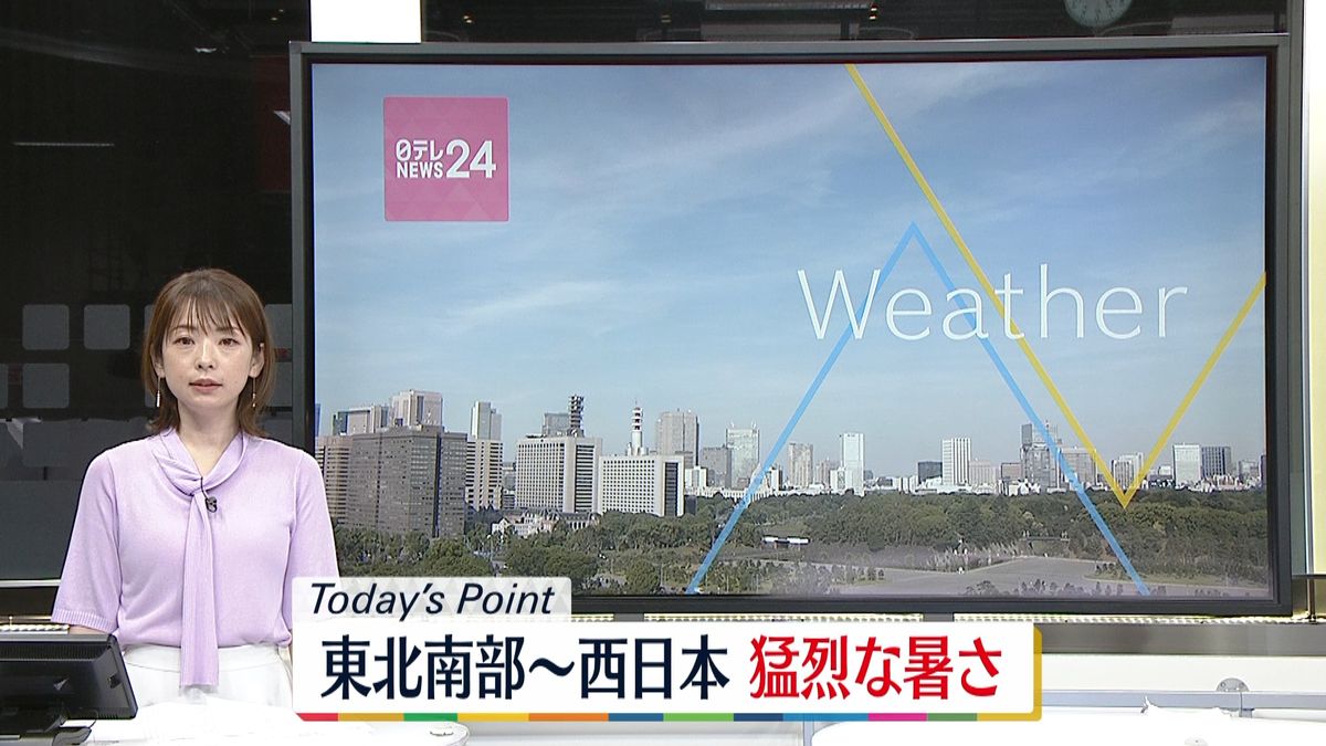 【天気】東北南部～沖縄にかけて強い日差し　東北北部や北海道は雨　東北南部～西日本は猛暑日