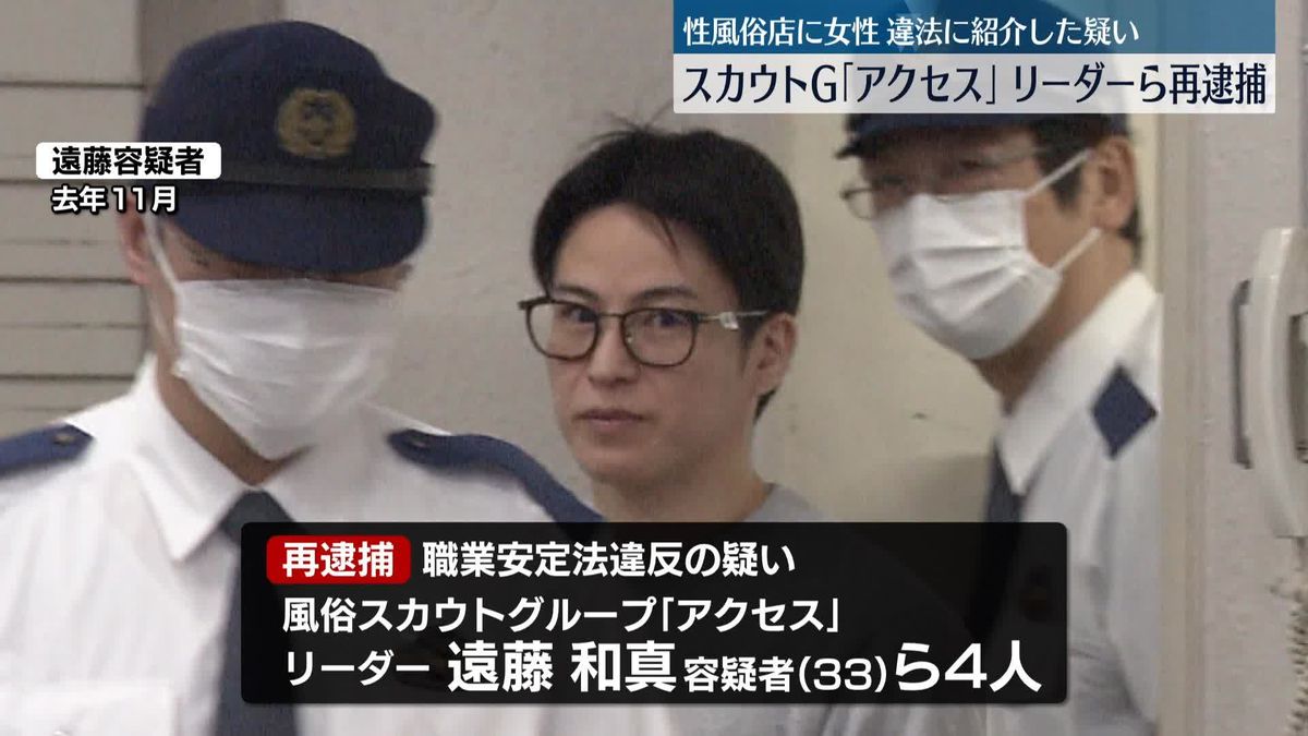 “性風俗店に女性を違法に紹介”スカウトG「アクセス」リーダーの男らを再逮捕