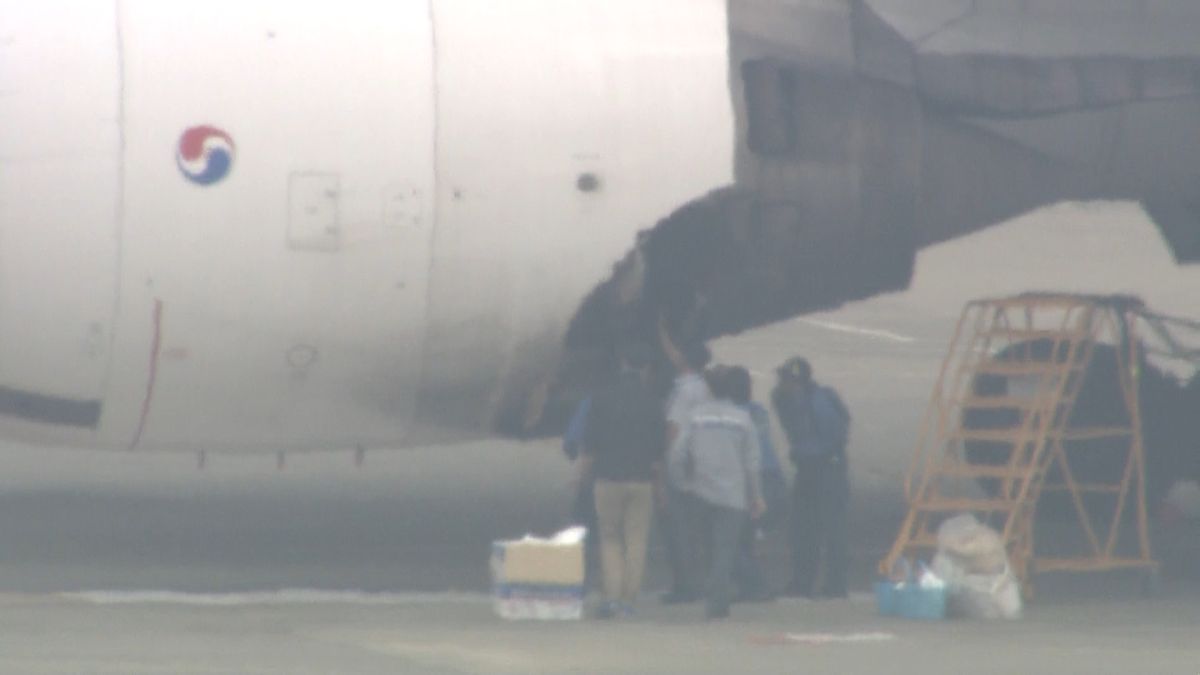 大韓機　鳥などエンジンに入った形跡なし