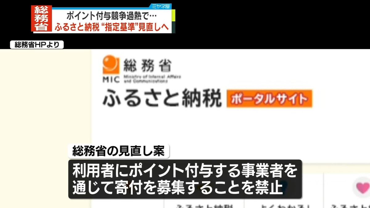 ふるさと納税“指定基準”見直しへ　ポイント付与競争過熱で