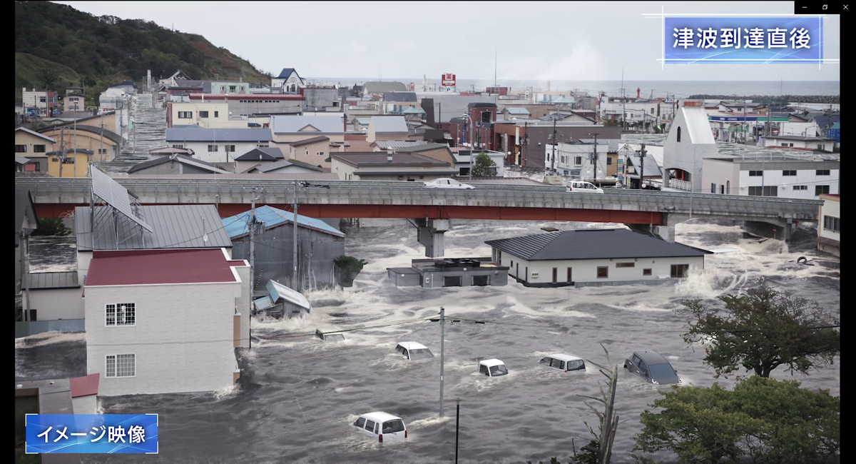 想定される津波の被害 北海道・白糠町作成CGから
