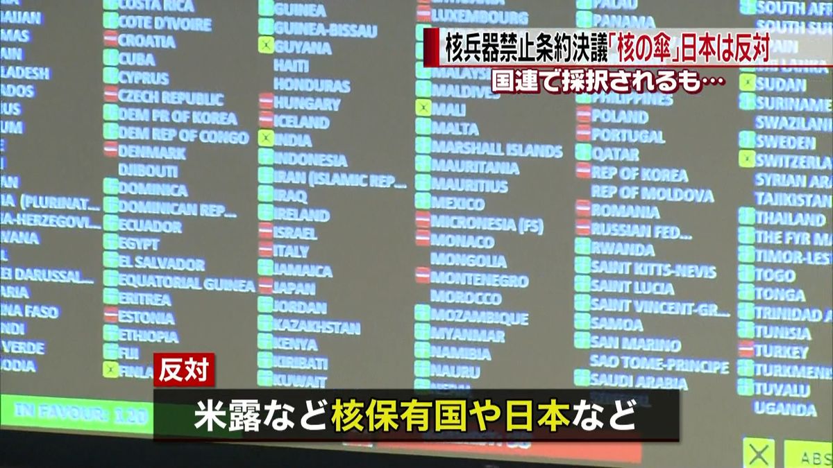 「核兵器禁止条約」決議が採択　日本は反対