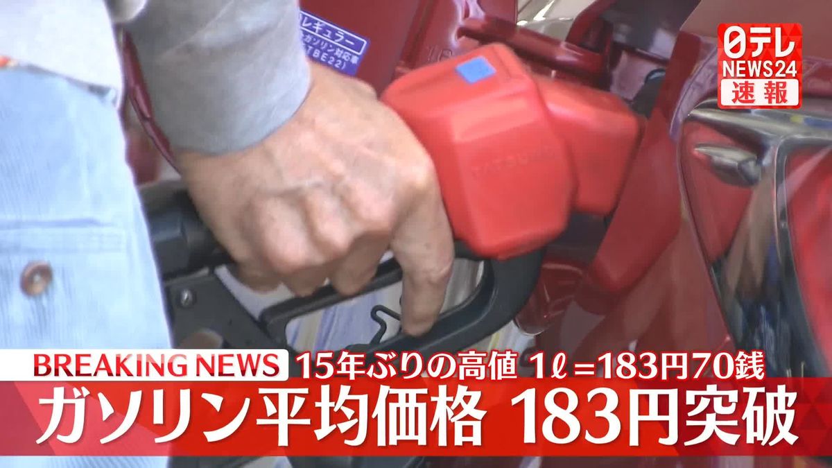 【速報】ガソリン平均価格 183円突破　15年ぶりの高値