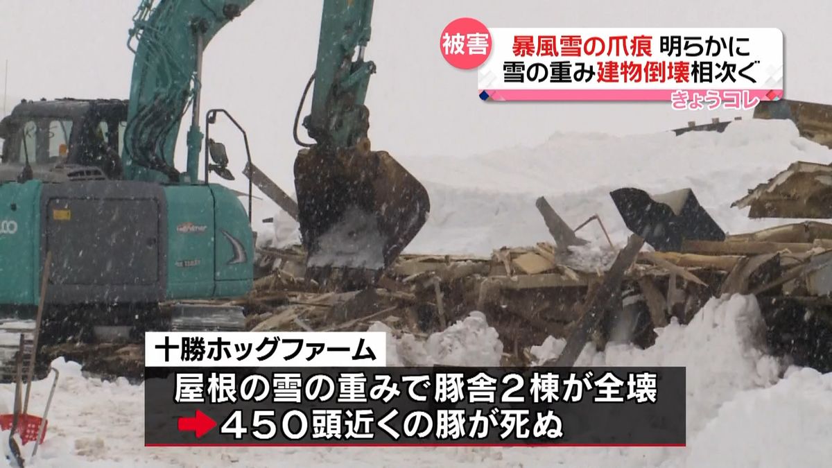 暴風雪の爪痕　北海道で建物倒壊など相次ぐ