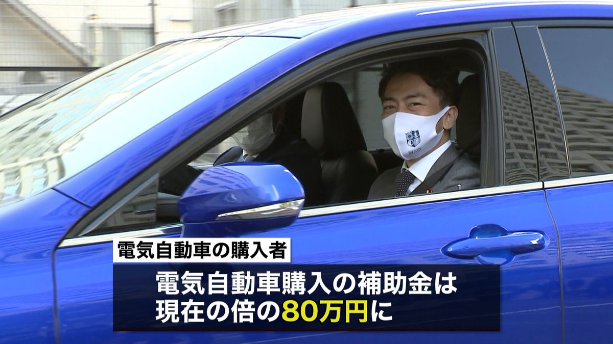 小泉大臣“電気自動車”補助金倍額を表明