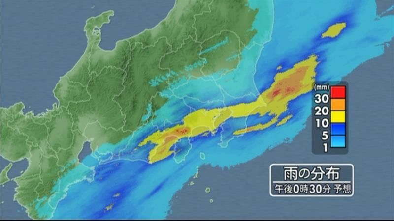 関東南部や伊豆諸島北部で激しい雨の見込み