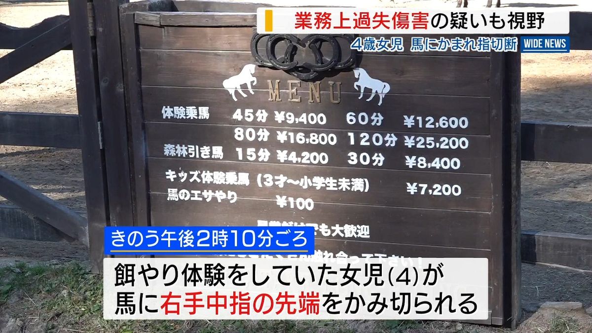 業過傷害の疑いも視野 馬にかまれ4歳女児が指切断 施設は「心配と迷惑おかけした」 山梨