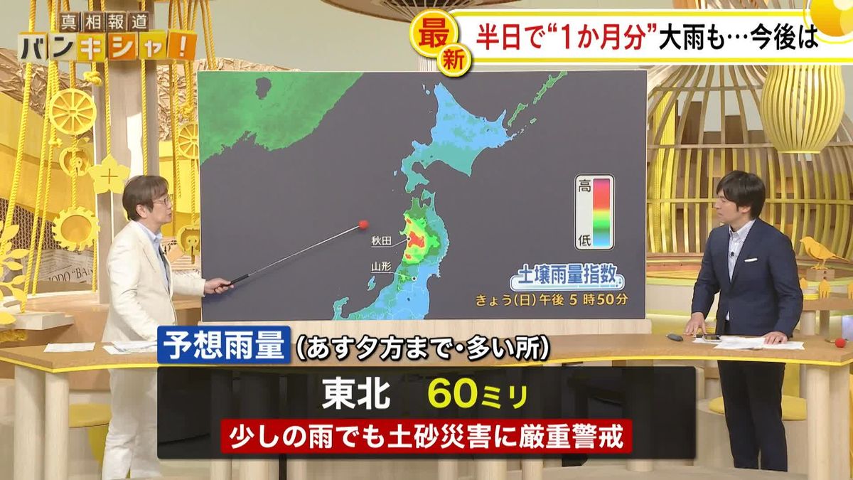 【予報士解説】秋田で依然高い「土壌雨量指数」今後は少しの雨でも危険…最新予報【バンキシャ！】