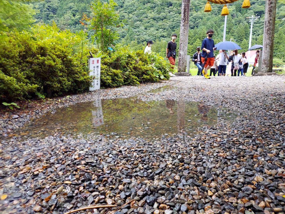 駐車場から遊歩道への未舗装部分（長屋幹男さん提供）