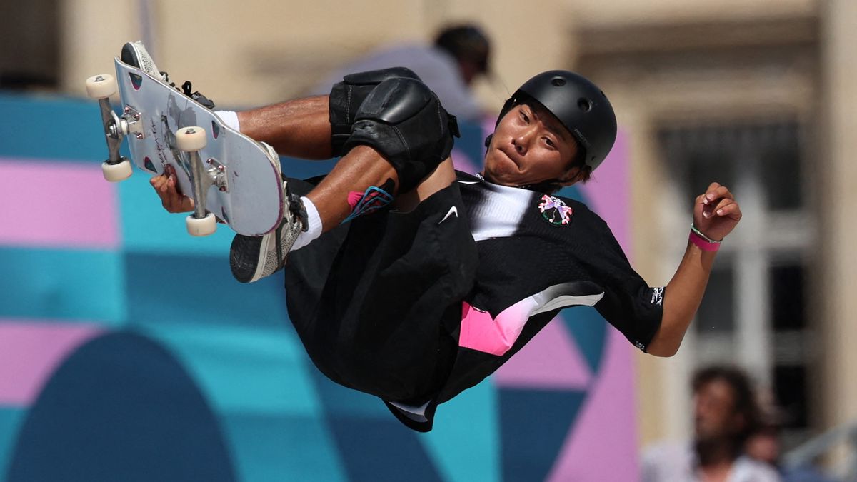 スケートボード男子パーク予選で敗退となった永原悠路選手(写真：ロイター/アフロ)