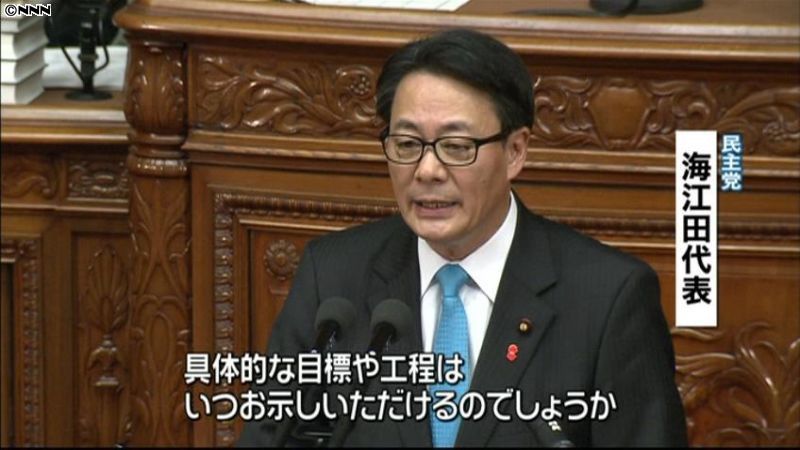 国会で代表質問　海江田氏、原発問題ただす