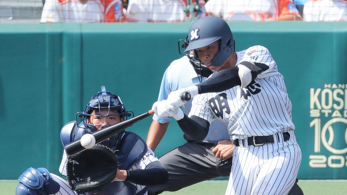 明徳義塾の平尾成歩選手(8月12日撮影)【写真:時事】