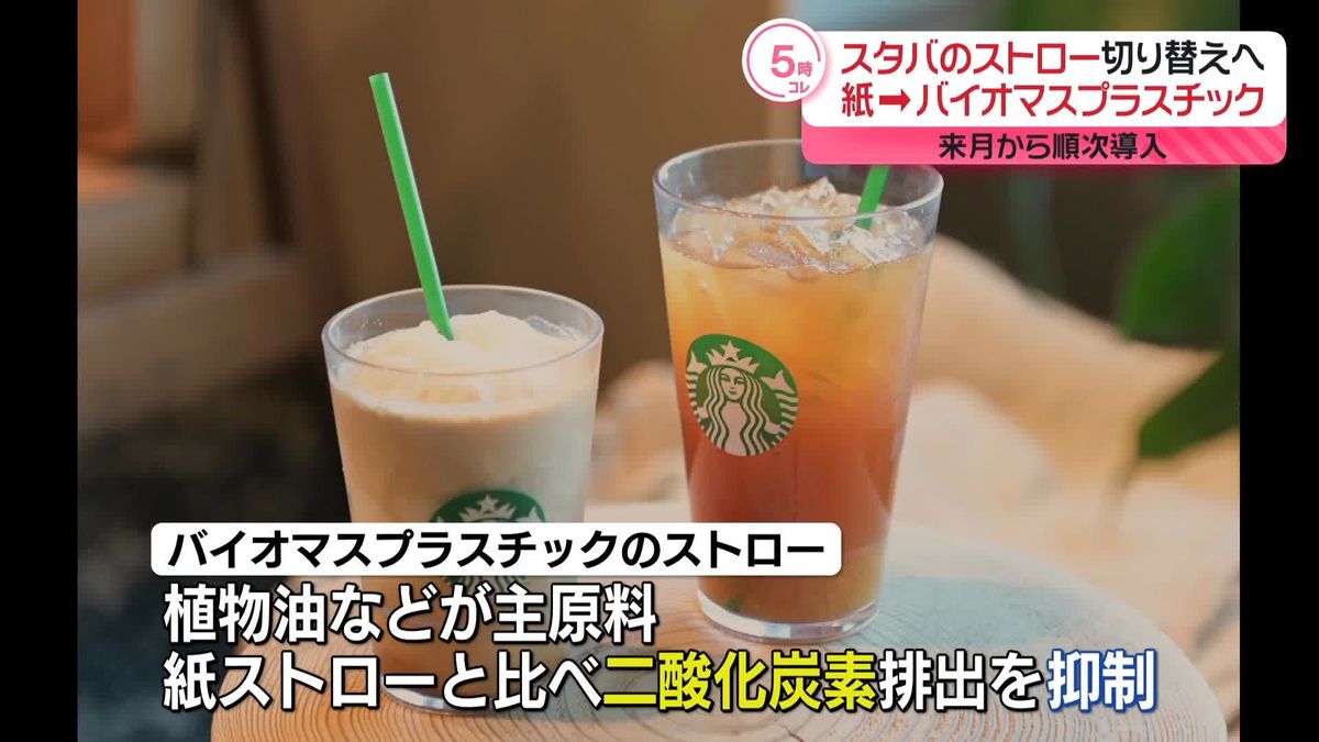 スタバのストロー　紙から「バイオマスプラスチック」に切り替えへ　来月から順次導入