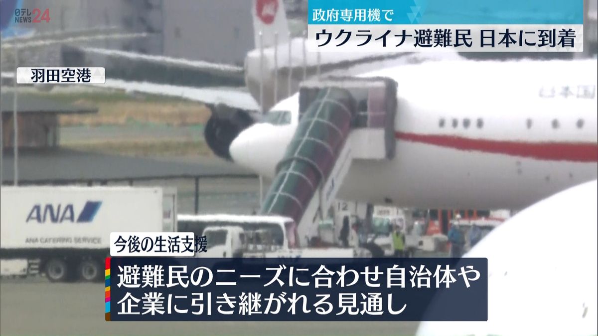 ウクライナ避難民20人、予備機で到着　自治体や企業に“生活支援”引き継ぎへ