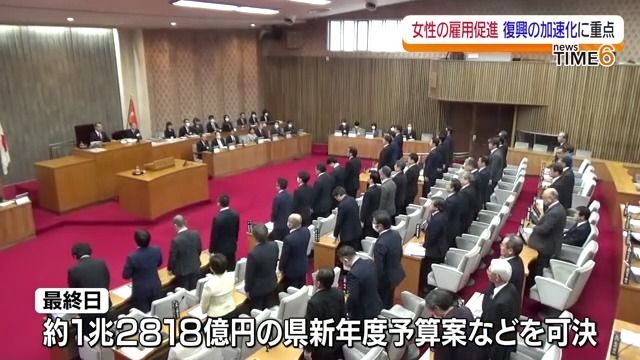 福島県議会が約1兆2818億円の新年度予算案を可決し閉会