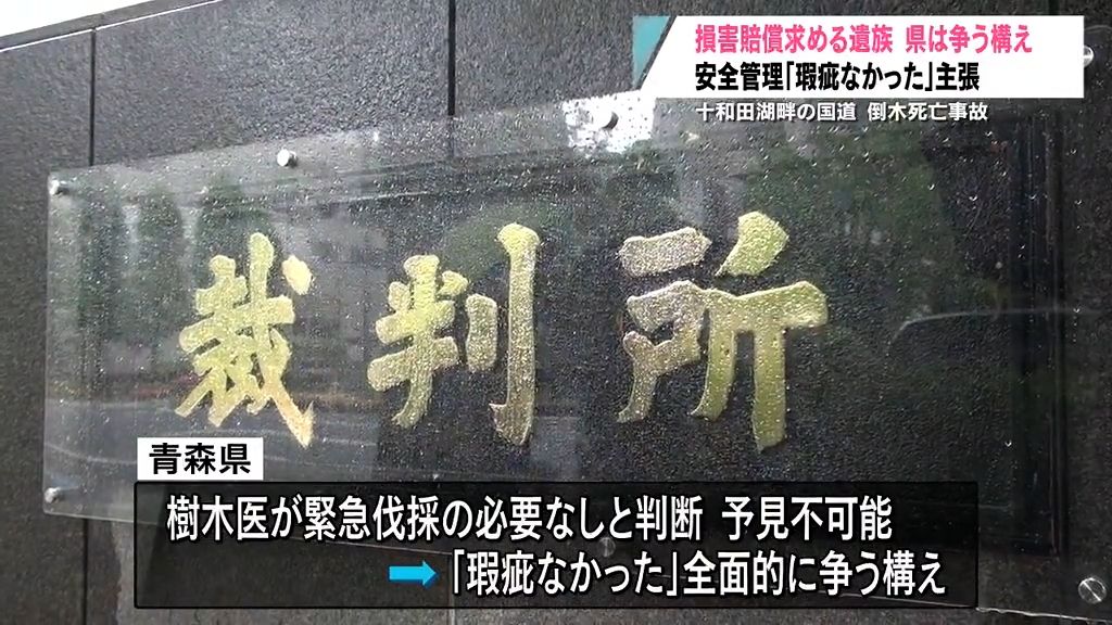 十和田湖畔倒木死亡事故訴訟　青森県は争う構え　遺族は損害賠償求める