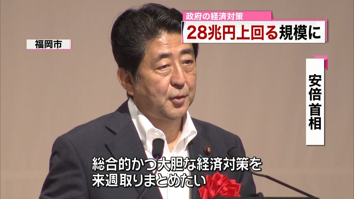 政府の経済対策２８兆円超に　首相が表明