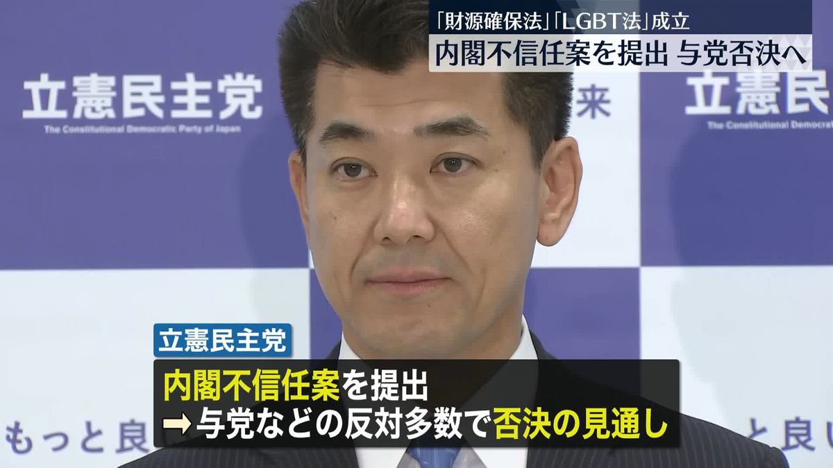 “解散見送り”の中…立憲民主党が内閣不信任案を提出