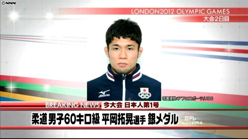 柔道・男子６０キロ級　平岡選手が銀メダル