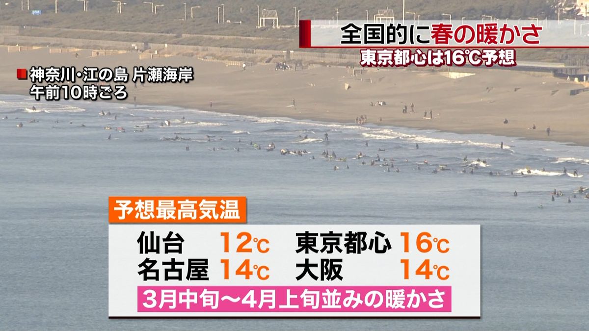 全国的に春の暖かさ　東京都心は１６℃予想