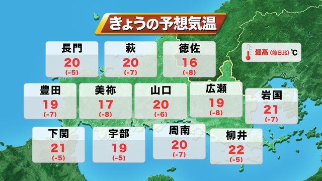 20日(金)の予想最高気温