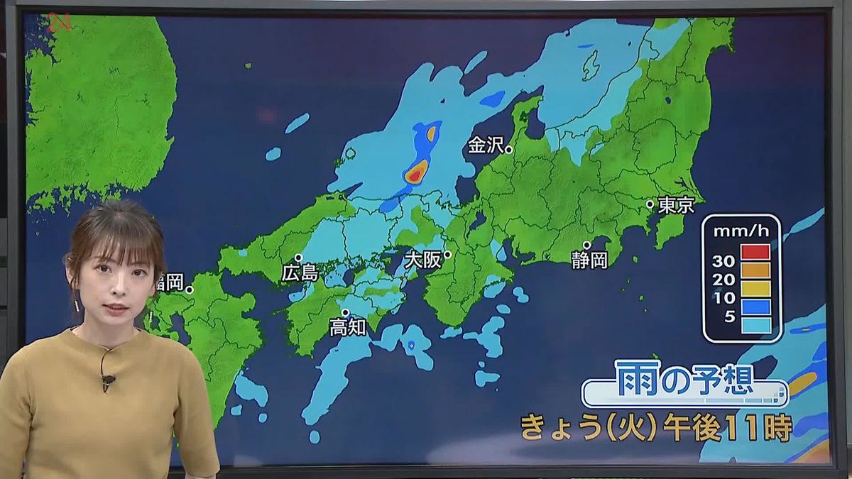 【天気】西日本～東海は雨　激しく降る所も