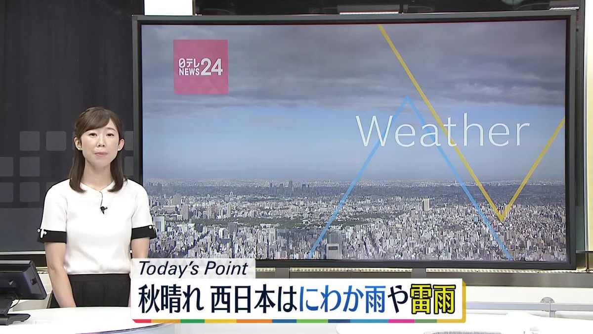 【天気】北日本～近畿にかけ日中は晴れる所が多い　西日本はにわか雨や雷雨