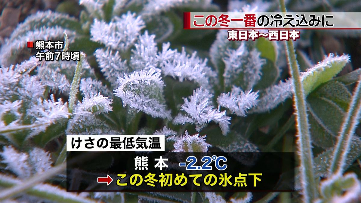 東～西日本　今冬一番の冷え込み　初氷観測