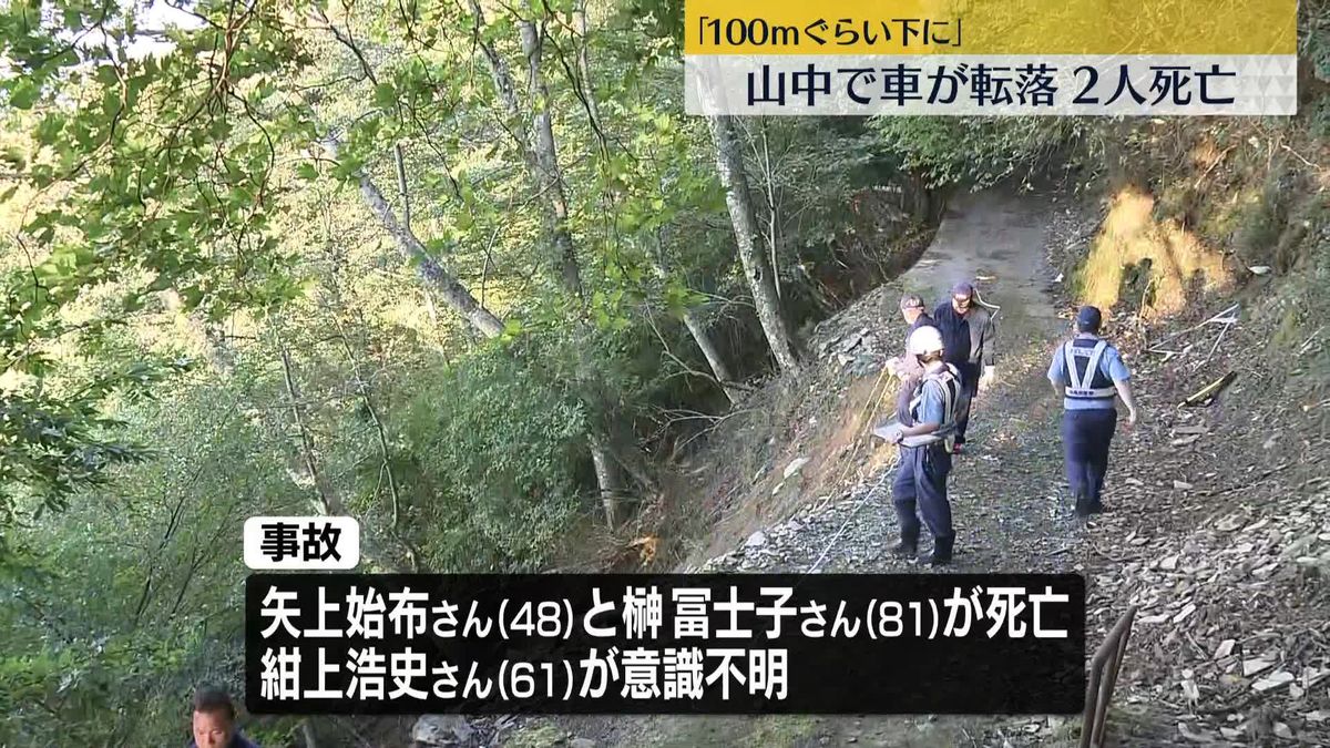 山中で車転落…乗っていた4人のうち男女2人死亡、1人重体　徳島