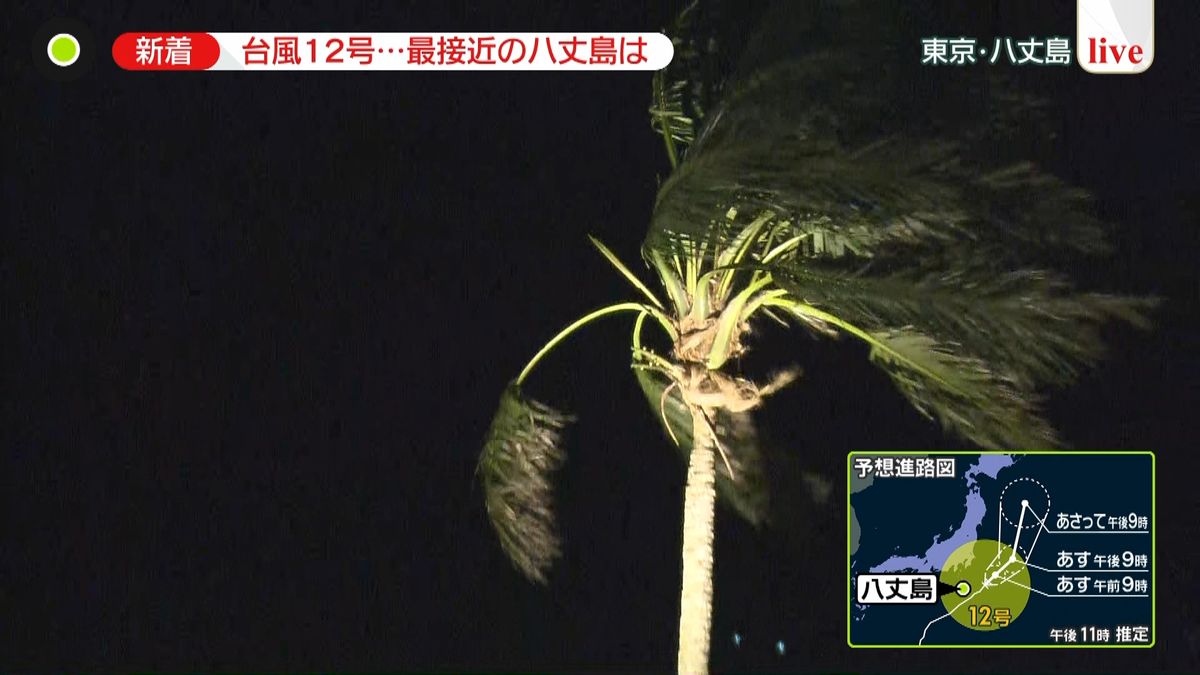 台風１２号の強風域に…八丈島は＜中継＞