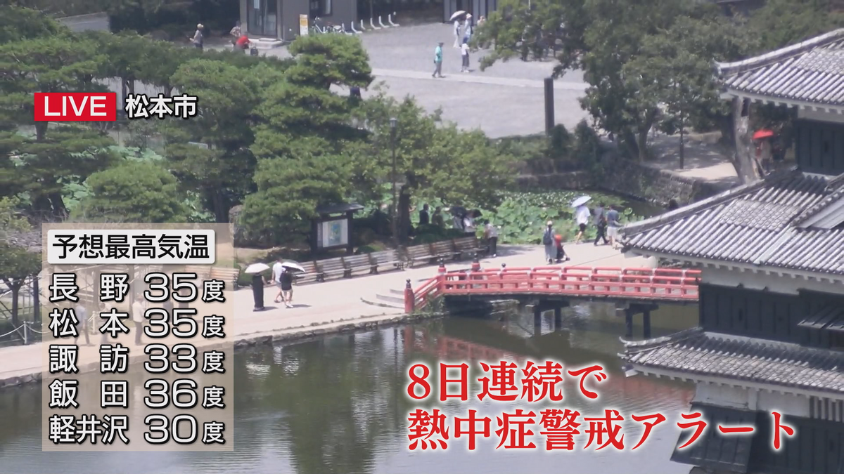 ８日連続で熱中症警戒アラート　飯田で36度予想　天気の急変にも注意を【長野】