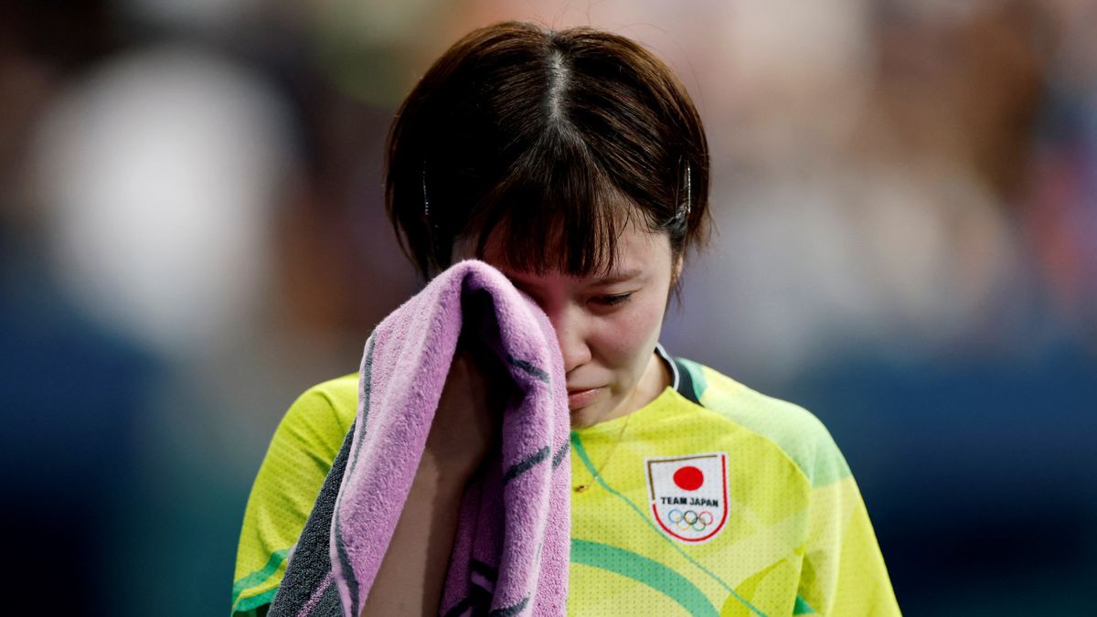 悔し涙を浮かべる平野美宇選手【写真：ロイター/アフロ】