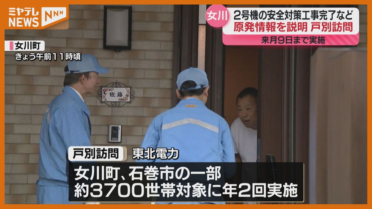 【女川原発】東北電力が地元住民を戸別訪問　＜2号機＞の安全対策工事完了などを説明　住民「再稼働後に何かあった時は、隠さず事実を報告していただきたい」