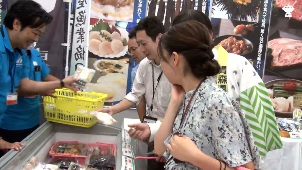 生ウニや東通牛のシャトーブリアンなど東京電力本社で東通村・青森県産品フェア