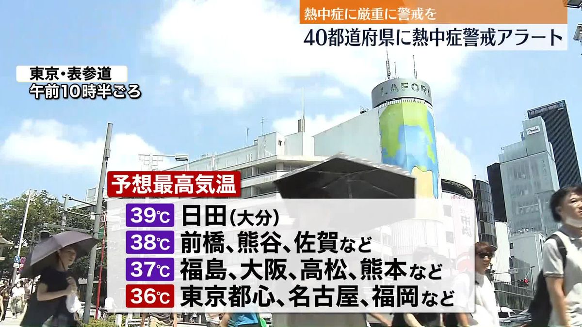 【熱中症警戒アラート】今年最多の40都道府県　京都や大分・日田で39℃の予想