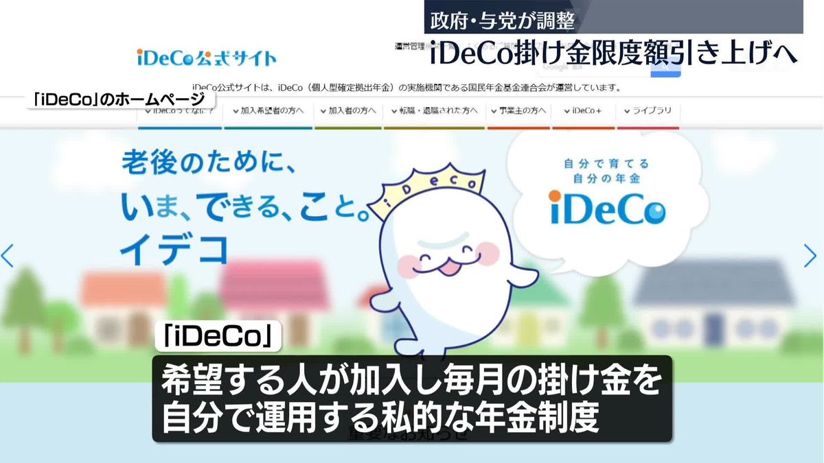 「iDeCo」掛け金限度額引き上げで調整　政府・与党