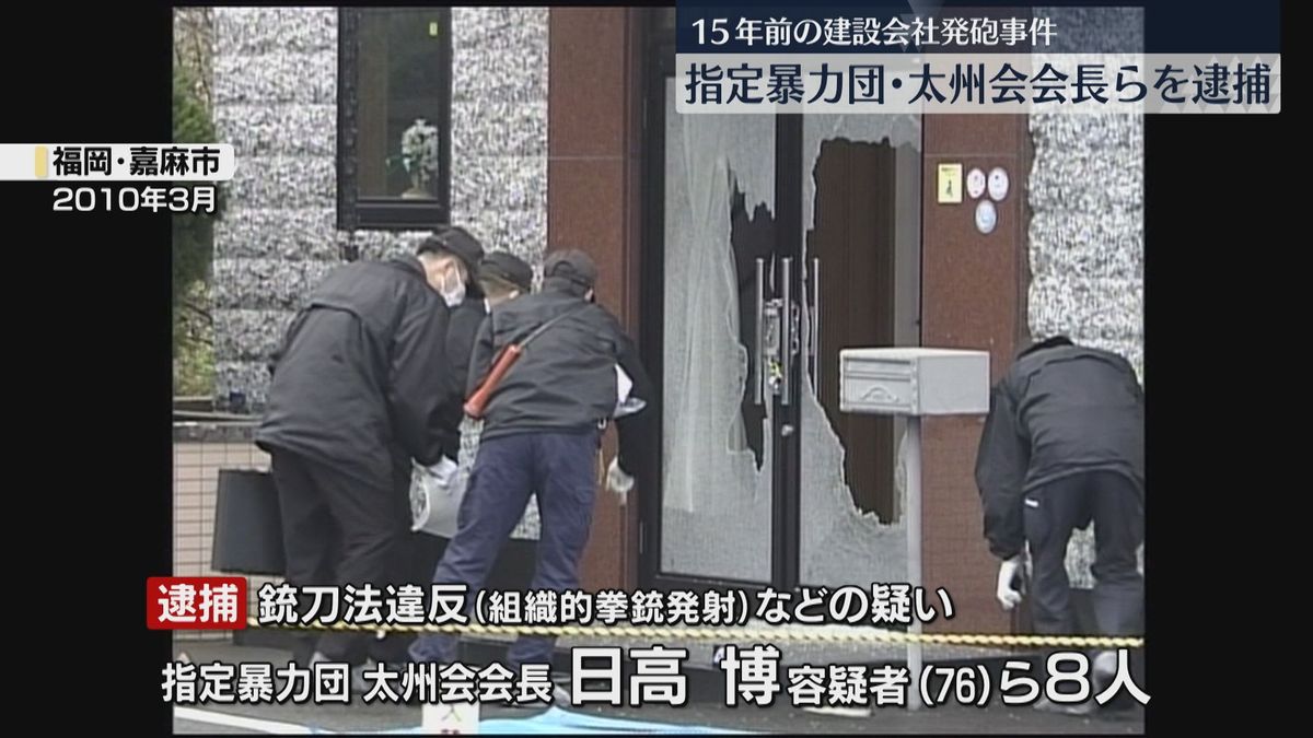 太州会トップら8人を逮捕　15年前の建設会社への発砲事件　時効は目前　福岡