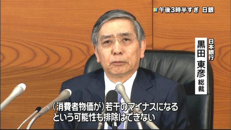 原油価格動向で消費者物価マイナスも～日銀