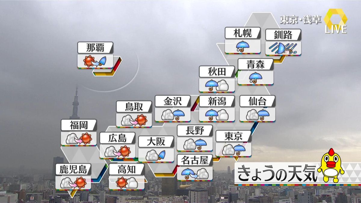 【天気】北・東日本中心に雨・風強まる　午後は北陸などで横なぐりの雨も